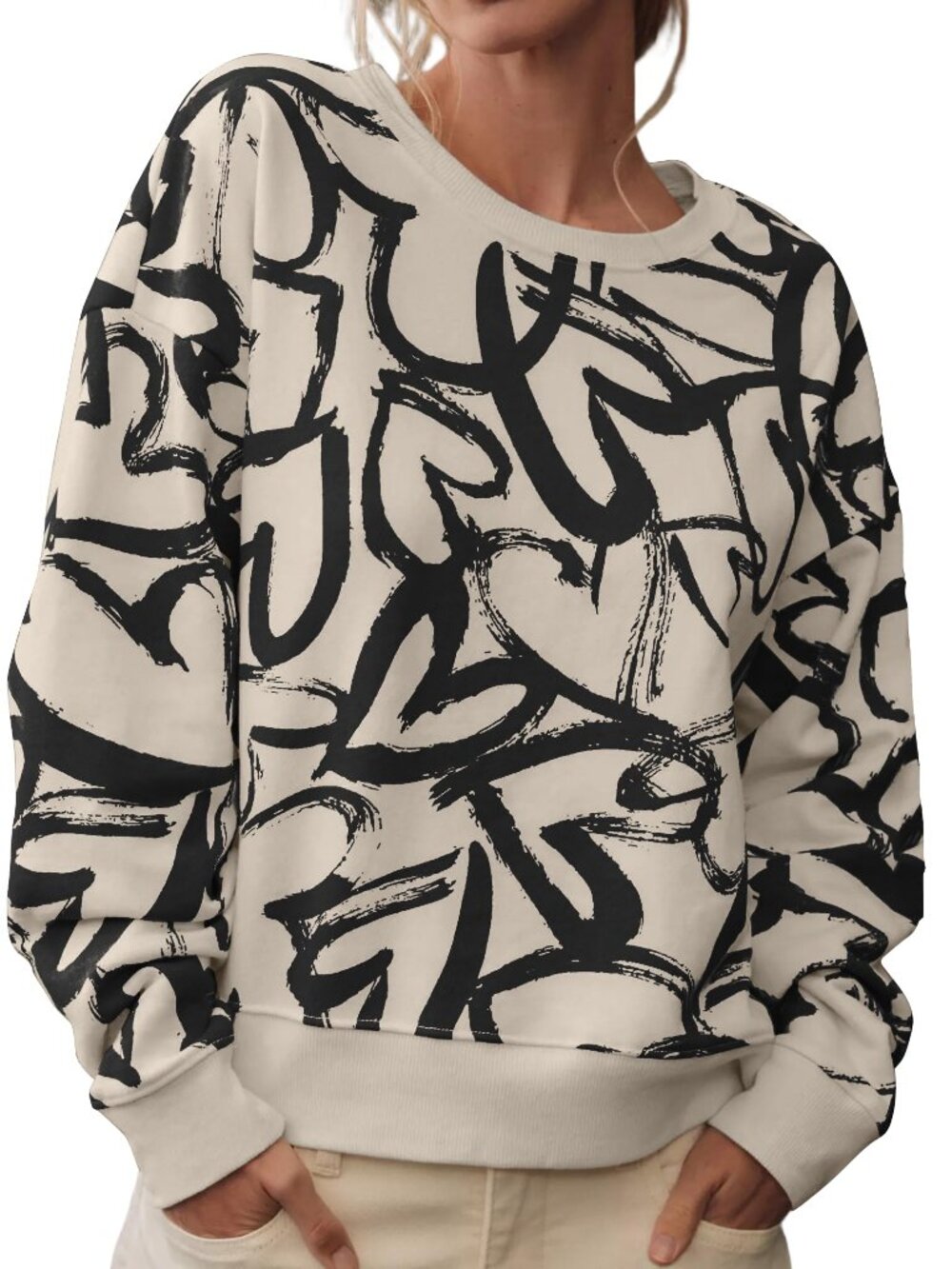 NWOT....Long Sleeve Cotton Love Heart Printed Graphic Pullover Top